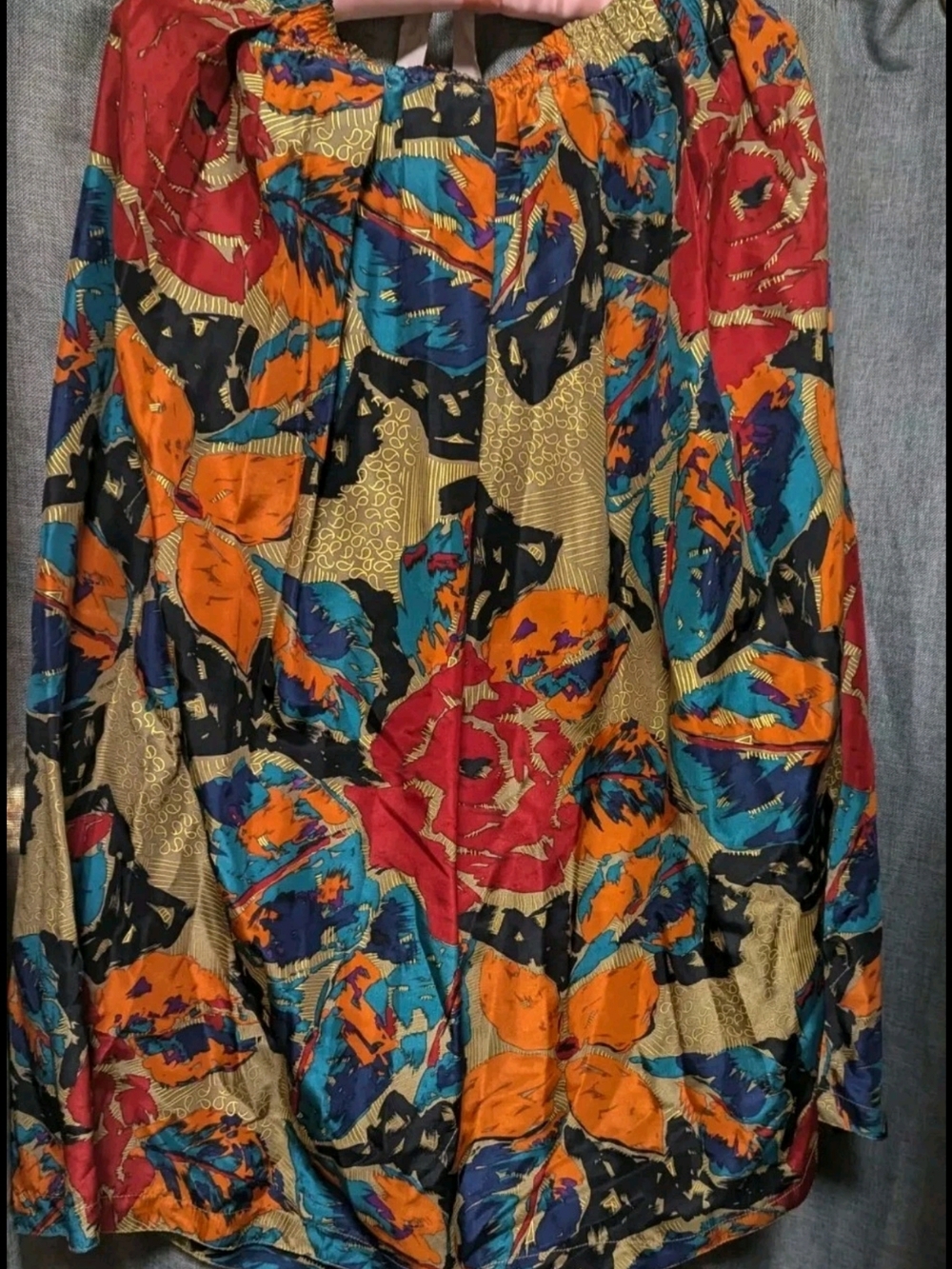 Rafaella Multicolor Metallic 100% Silk Romantic Floral  Skirt Med - Picture 7 of 7